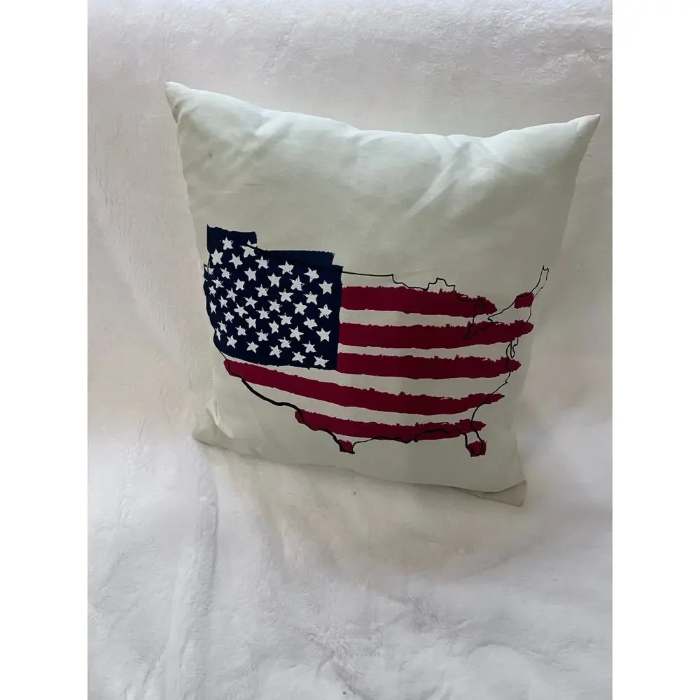 Mainstays Patriotic USA Map Throw Pillow July 4th Decor Multicolor‎